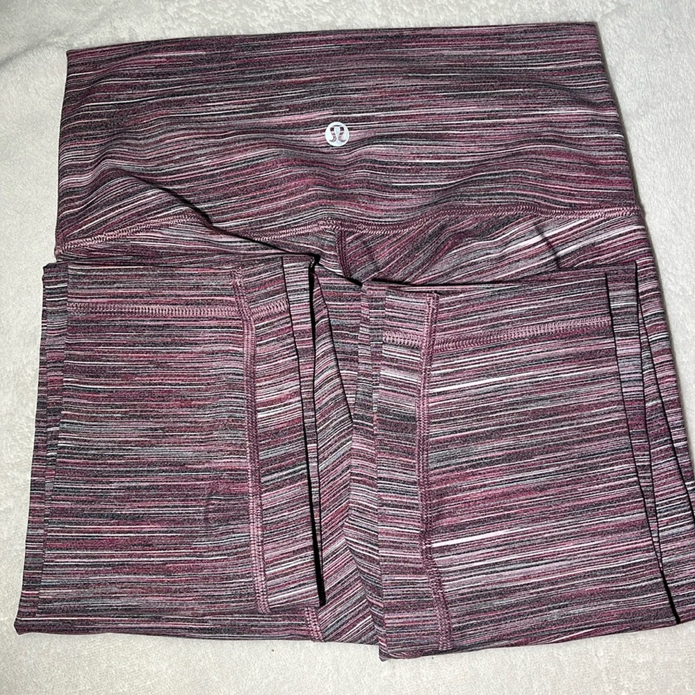 LIMITED EDITION Lululemon Pink & Gray Striped Leggings - Size - Picture 2 of 6